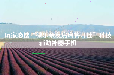 玩家必搜“微乐亲友房麻将开挂”科技辅助神器手机