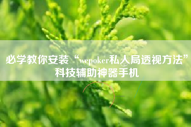 必学教你安装“wepoker私人局透视方法”科技辅助神器手机