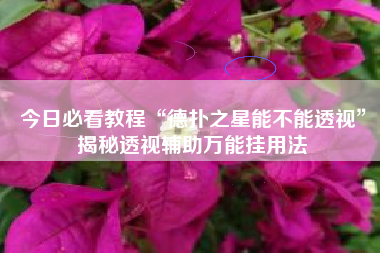 今日必看教程“德扑之星能不能透视”揭秘透视辅助万能挂用法