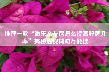 推荐一款“微乐亲友房怎么提高好牌几率”揭秘透视辅助万能挂