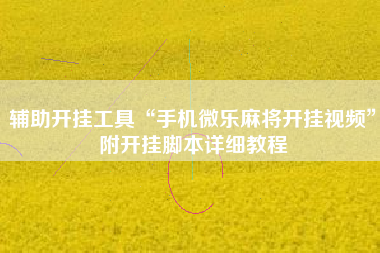 辅助开挂工具“手机微乐麻将开挂视频”附开挂脚本详细教程