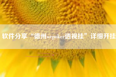 软件分享“德州wepoker透视挂”详细开挂