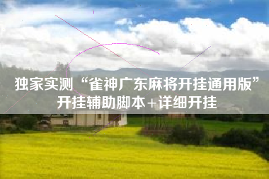 独家实测“雀神广东麻将开挂通用版	”开挂辅助脚本+详细开挂