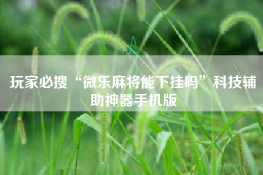 玩家必搜“微乐麻将能下挂吗	”科技辅助神器手机版