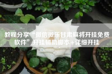 教程分享“微信微乐甘肃麻将开挂免费软件	”开挂辅助脚本+详细开挂