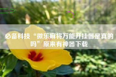 必备科技“微乐麻将万能开挂器是真的吗”原来有神器下载