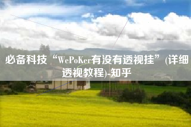必备科技“WePoKer有没有透视挂	”(详细透视教程)-知乎