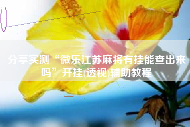 分享实测“微乐江苏麻将有挂能查出来吗”开挂(透视)辅助教程