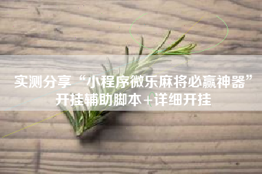 实测分享“小程序微乐麻将必赢神器”开挂辅助脚本+详细开挂