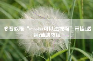 必看教程“wepoker可以透视吗”开挂(透视)辅助教程