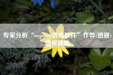 专家分析“wepoker透视软件	”作弊(透视)透视辅助
