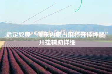 指定教程“微乐内蒙古麻将开挂神器”开挂辅助详细