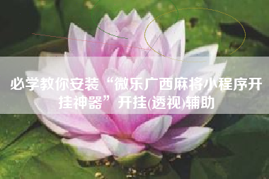 必学教你安装“微乐广西麻将小程序开挂神器	”开挂(透视)辅助