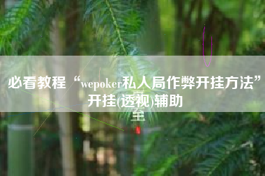 必看教程“wepoker私人局作弊开挂方法”开挂(透视)辅助