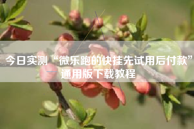今日实测“微乐跑的快挂先试用后付款	”通用版下载教程