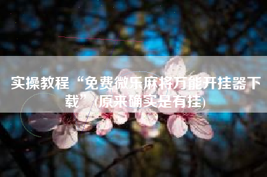 实操教程“免费微乐麻将万能开挂器下载”(原来确实是有挂)