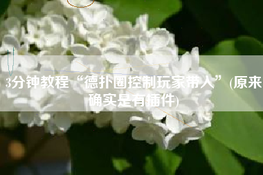 3分钟教程“德扑圈控制玩家带入	”(原来确实是有插件)