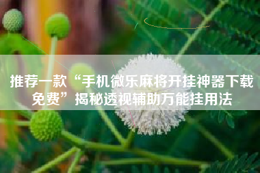推荐一款“手机微乐麻将开挂神器下载免费”揭秘透视辅助万能挂用法