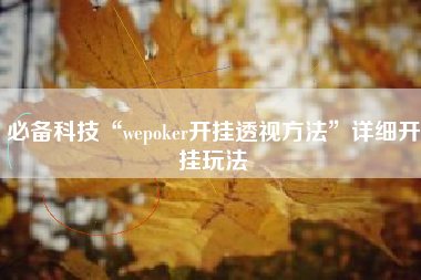 必备科技“wepoker开挂透视方法”详细开挂玩法