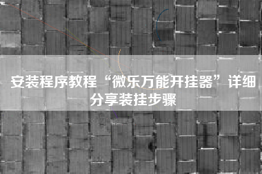 安装程序教程“微乐万能开挂器”详细分享装挂步骤
