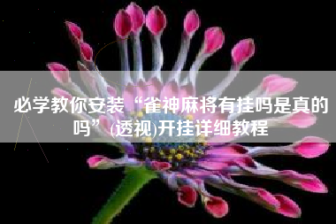 必学教你安装“雀神麻将有挂吗是真的吗”(透视)开挂详细教程