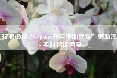 玩家必读“wepoker开挂辅助软件”辅助器 - 实时智能回复