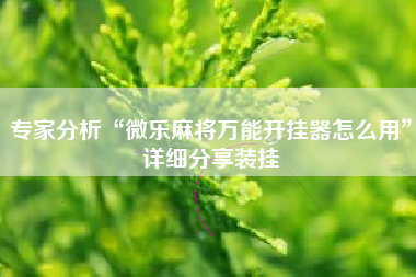 专家分析“微乐麻将万能开挂器怎么用”详细分享装挂