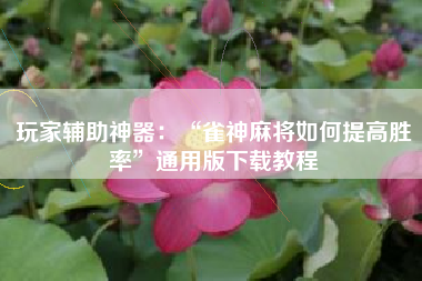 玩家辅助神器：“雀神麻将如何提高胜率	”通用版下载教程