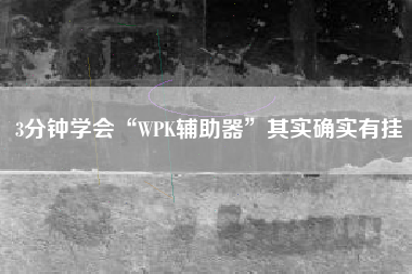 3分钟学会“WPK辅助器”其实确实有挂