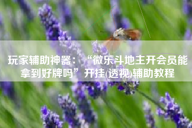 玩家辅助神器：“微乐斗地主开会员能拿到好牌吗	”开挂(透视)辅助教程