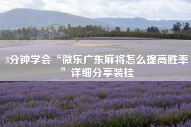 3分钟学会“微乐广东麻将怎么提高胜率”详细分享装挂