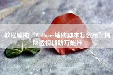 教程辅助“WePoker辅助脚本怎么用”揭秘透视辅助万能挂
