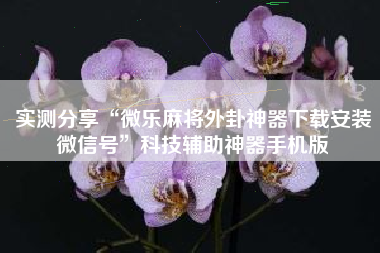 实测分享“微乐麻将外卦神器下载安装微信号	”科技辅助神器手机版