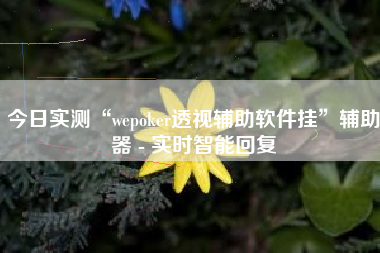 今日实测“wepoker透视辅助软件挂	”辅助器 - 实时智能回复