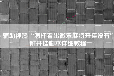 辅助神器“怎样看出微乐麻将开挂没有”附开挂脚本详细教程