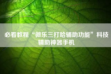 必看教程“微乐三打哈辅助功能	”科技辅助神器手机
