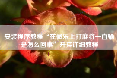 安装程序教程“在微乐上打麻将一直输是怎么回事”开挂详细教程