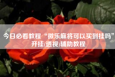 今日必看教程“微乐麻将可以买到挂吗	”开挂(透视)辅助教程