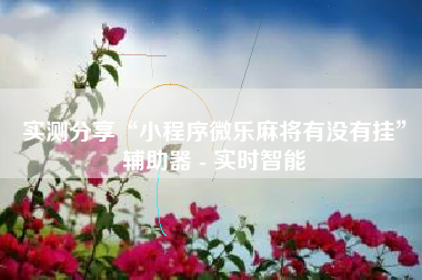 实测分享“小程序微乐麻将有没有挂”辅助器 - 实时智能