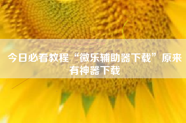 今日必看教程“微乐辅助器下载”原来有神器下载