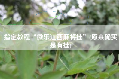 指定教程“微乐江西麻将挂”(原来确实是有挂)