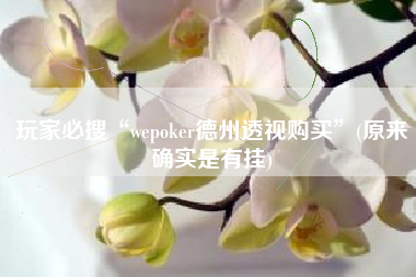 玩家必搜“wepoker德州透视购买”(原来确实是有挂)