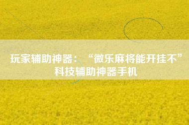 玩家辅助神器：“微乐麻将能开挂不”科技辅助神器手机