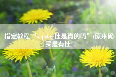 指定教程“wepoker挂是真的吗”(原来确实是有挂)