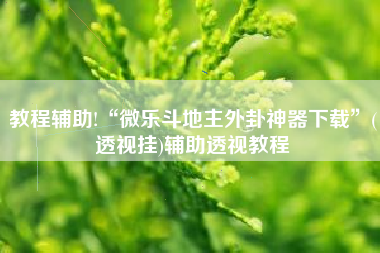教程辅助!“微乐斗地主外卦神器下载”(透视挂)辅助透视教程