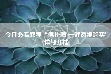 今日必看教程“德扑圈 一键透视购买”详细开挂