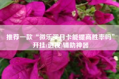 推荐一款“微乐买月卡能提高胜率吗”开挂(透视)辅助神器