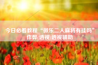 今日必看教程“微乐二人麻将有挂吗”作弊(透视)透视辅助