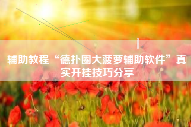 辅助教程“德扑圈大菠萝辅助软件”真实开挂技巧分享