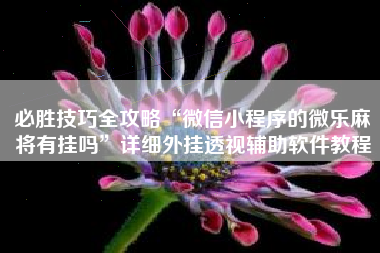 必胜技巧全攻略“微信小程序的微乐麻将有挂吗”详细外挂透视辅助软件教程